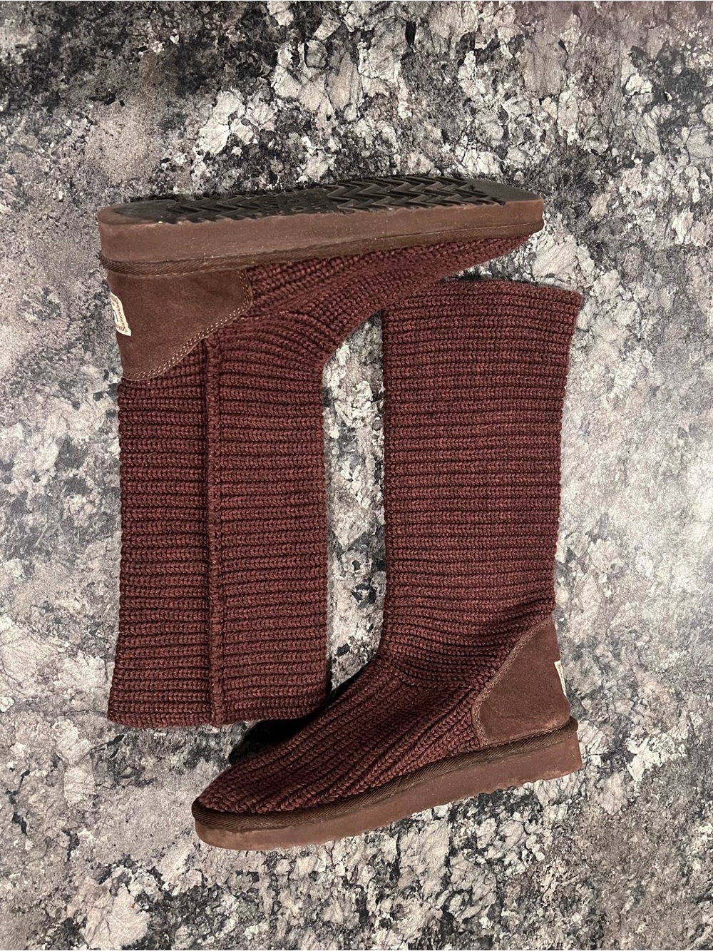 UGG Maroon Knit Tall Pull-On Boots
